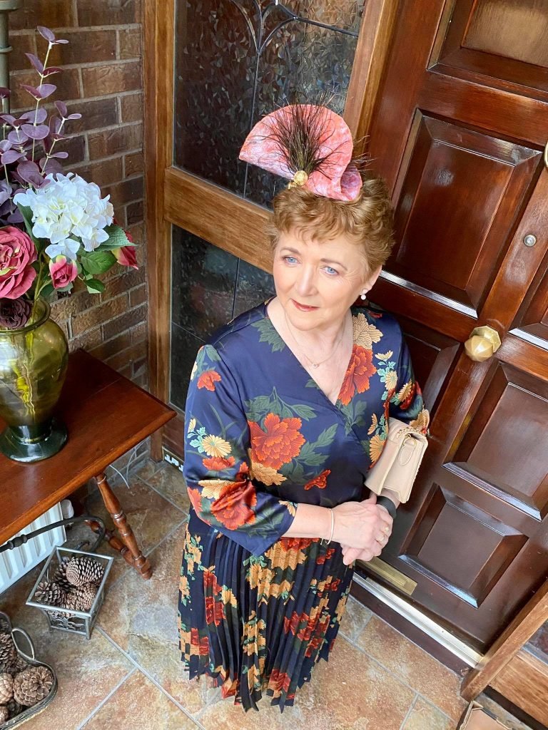 Margaret O' Rourke wearing Irish Design Saraden Designs Millinery Atelier